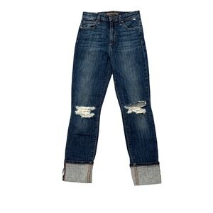 Joe’s Jeans Regina High Rise Crop Distressed Cuffed Jeans sz 25